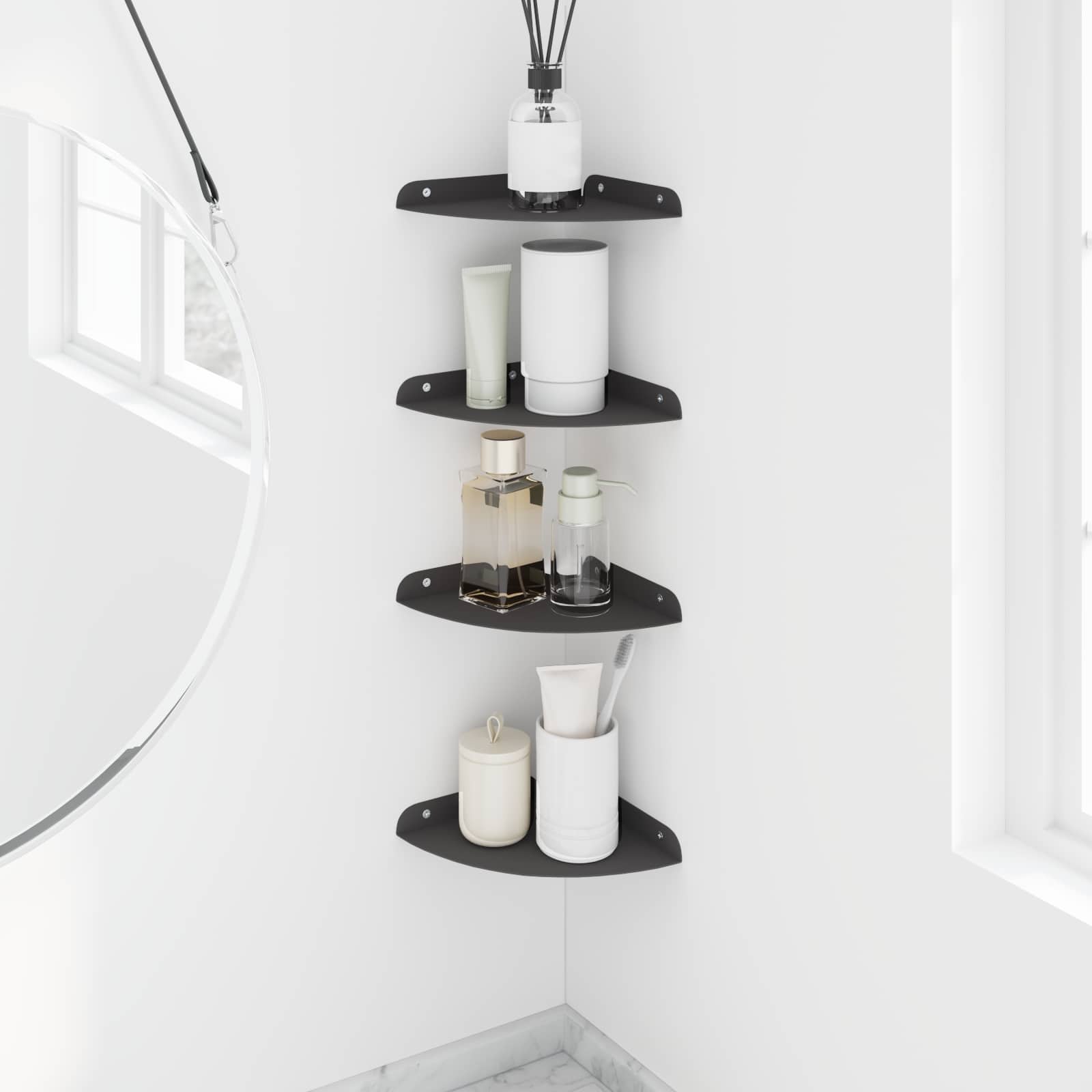 Drijvende plank met plank met opslag 4 pcs Zwart 18 x 18 x 2 cm