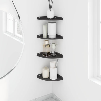 Drijvende plank met plank met opslag 4 pcs Zwart 18 x 18 x 2 cm