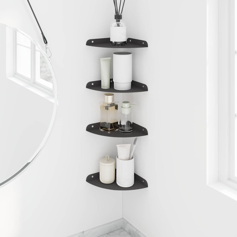 Drijvende plank met plank met opslag 4 pcs Zwart 18 x 18 x 2 cm