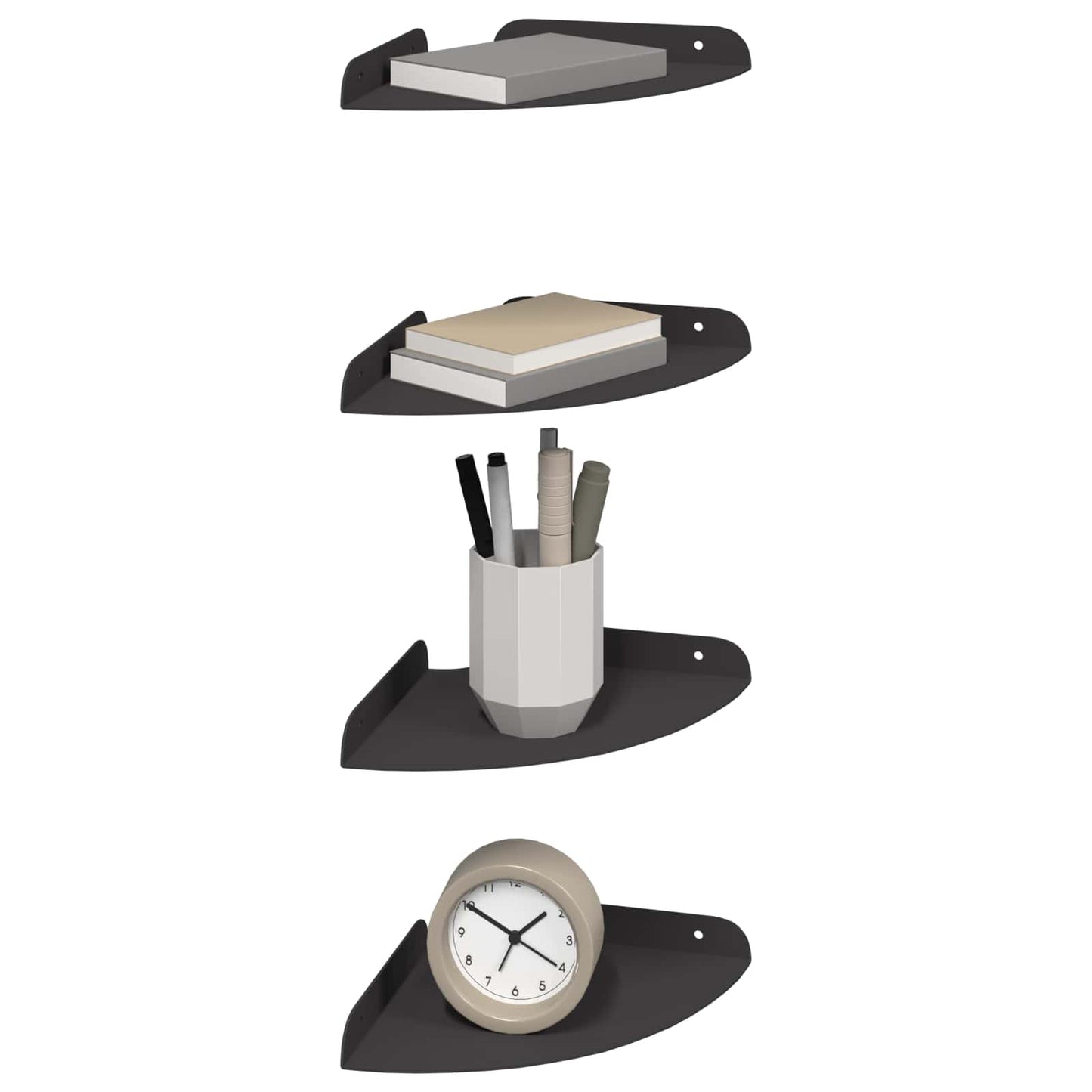 Drijvende plank met plank met opslag 4 pcs Zwart 18 x 18 x 2 cm