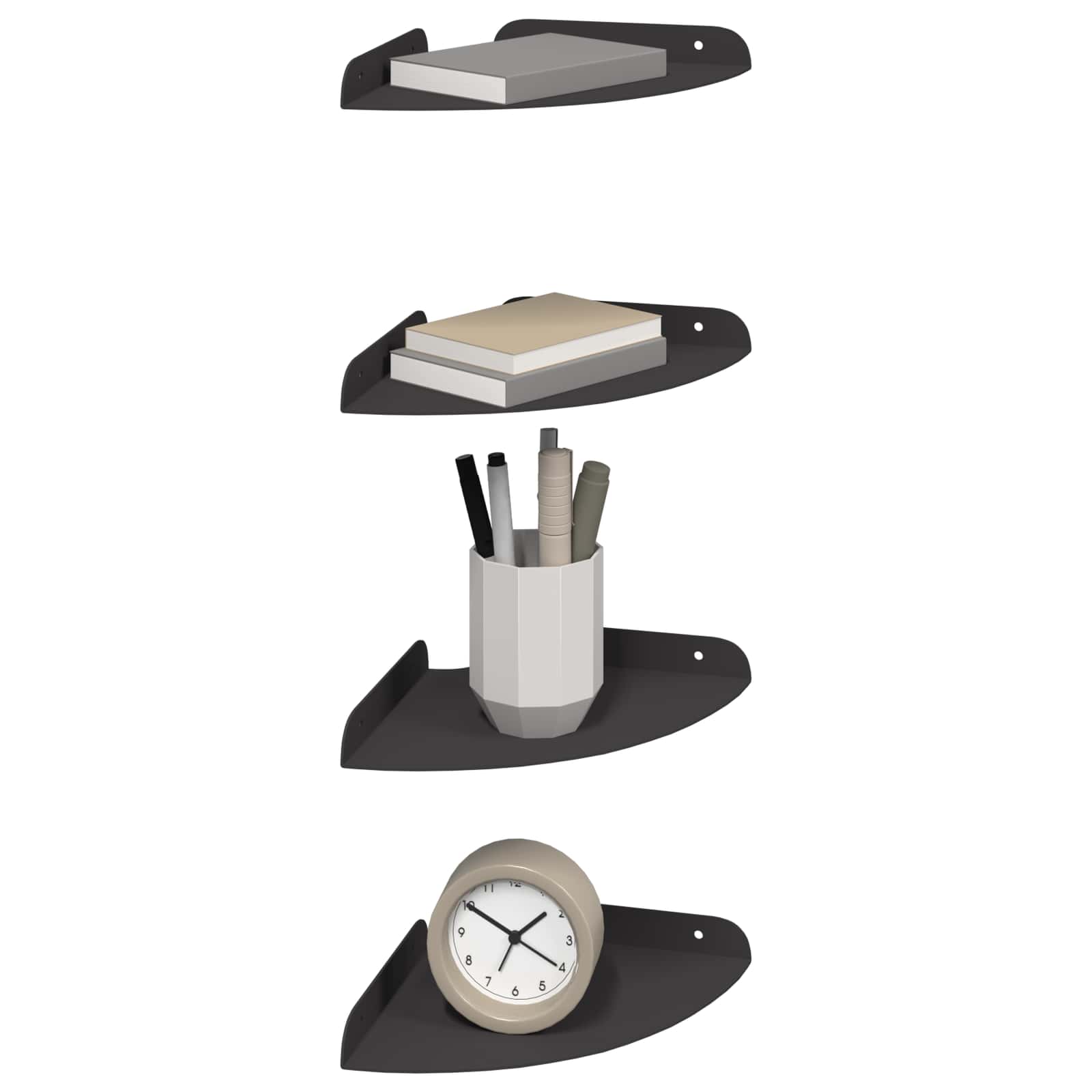 Drijvende plank met plank met opslag 4 pcs Zwart 18 x 18 x 2 cm