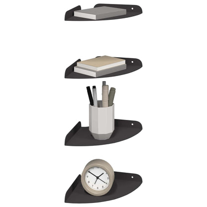 Drijvende plank met plank met opslag 4 pcs Zwart 18 x 18 x 2 cm