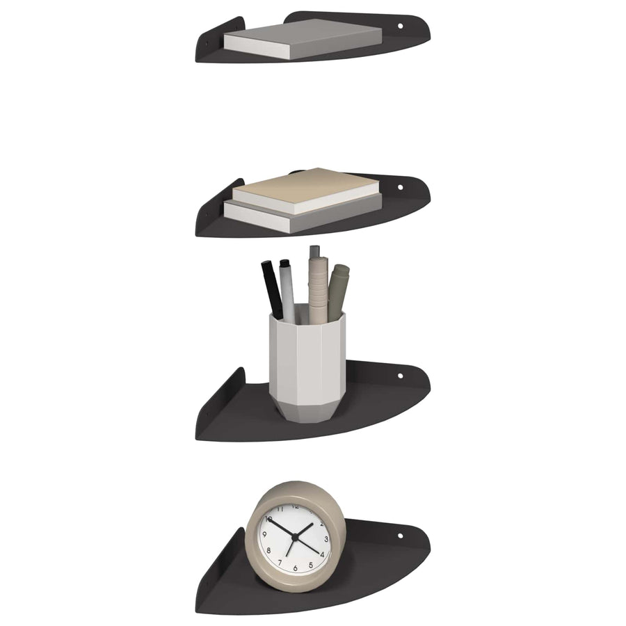 Drijvende plank met plank met opslag 4 pcs Zwart 18 x 18 x 2 cm
