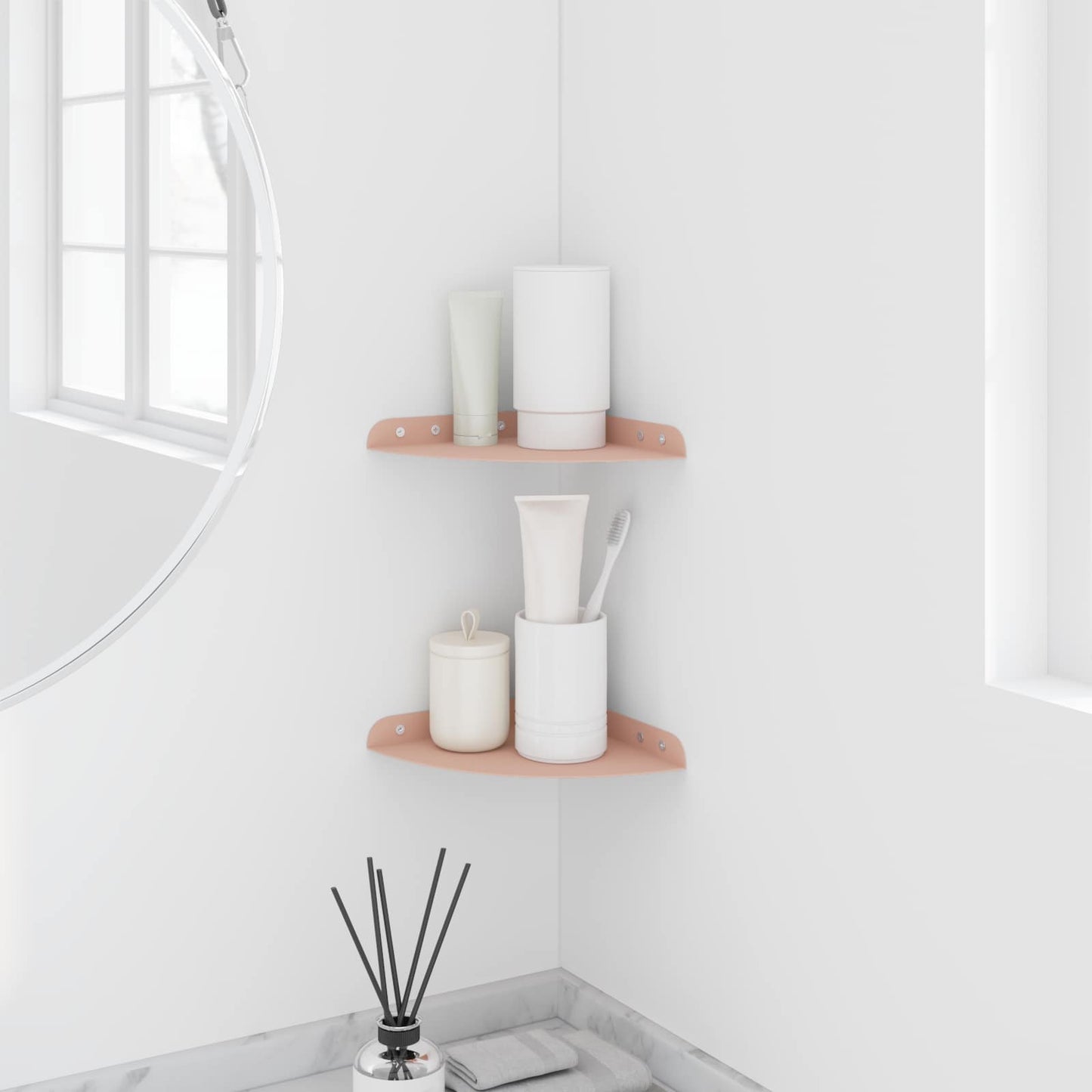 Drijvende plank met plank met opslag 2 pcs Roze 18 x 18 x 2 cm