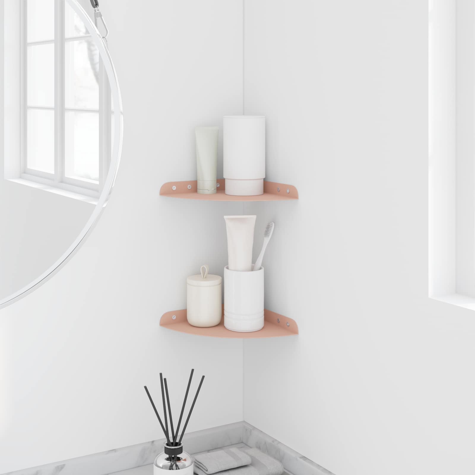 Drijvende plank met plank met opslag 2 pcs Roze 18 x 18 x 2 cm
