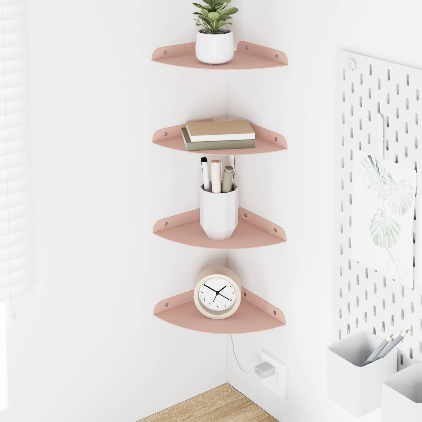 Drijvende plank met plank met opslag 4 pcs Roze 18 x 18 x 2 cm
