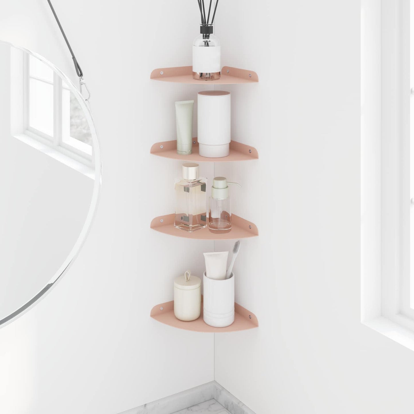 Drijvende plank met plank met opslag 4 pcs Roze 18 x 18 x 2 cm