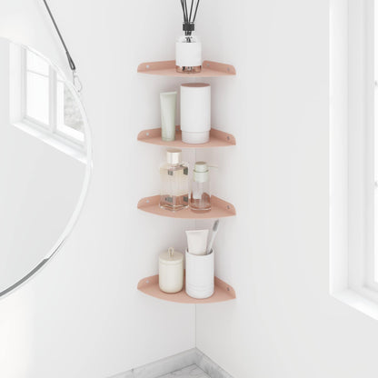 Drijvende plank met plank met opslag 4 pcs Roze 18 x 18 x 2 cm