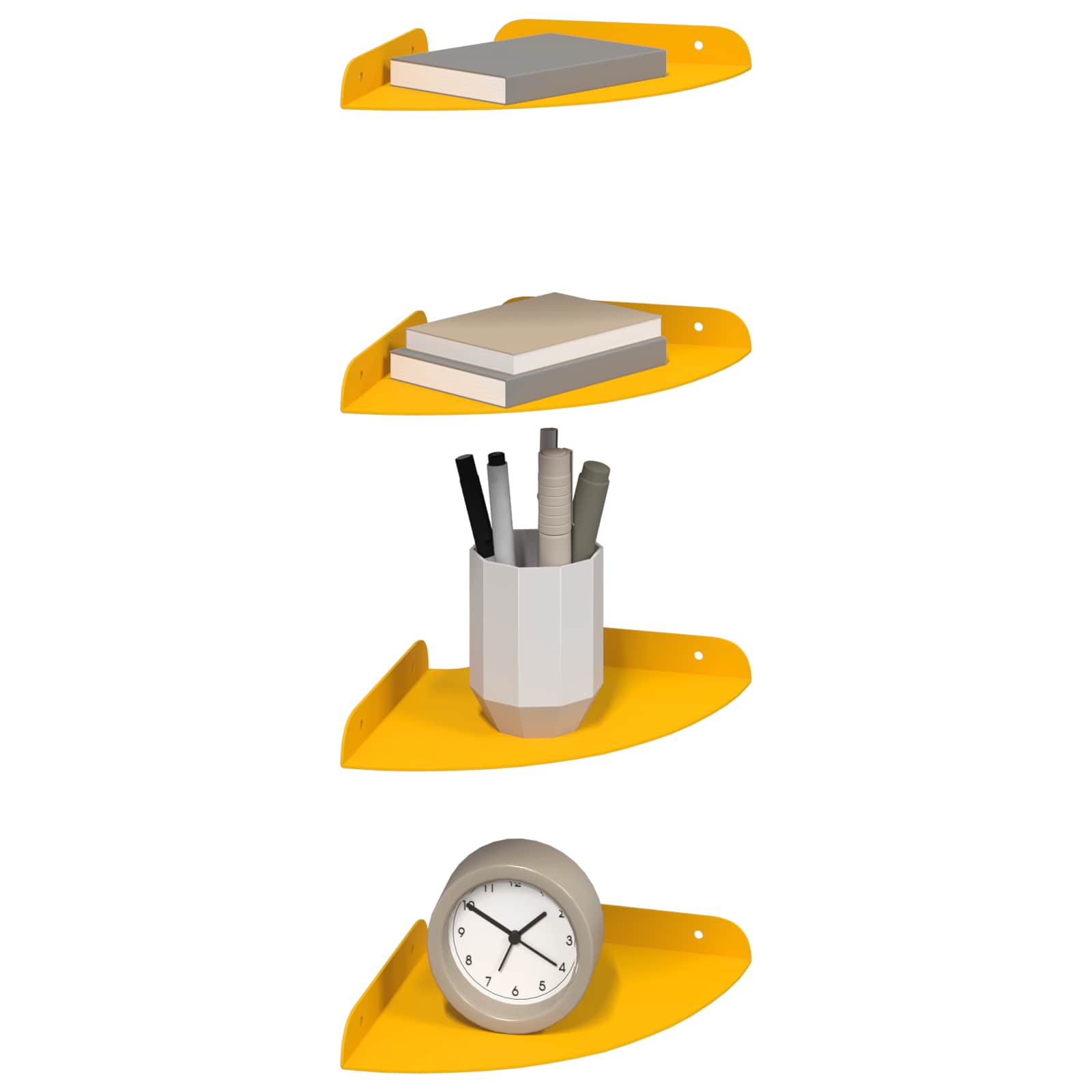 Drijvende plank met plank 4 pcs Mosterdgeel 18 x 18 x 2 cm