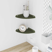 Wandplank 2 stuks olijfgroen staal 18x18x2 cm