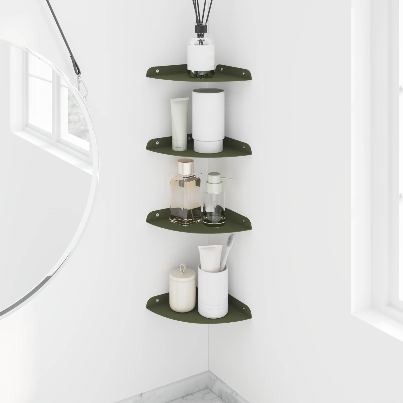 Drijvende plank met plank 4 pcs Olijf Groen 18 x 18 x 2 cm
