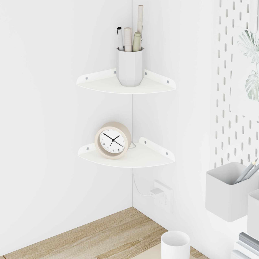 Drijvende plank met plank met opslag 2 pcs Wit 18 x 18 x 2 cm