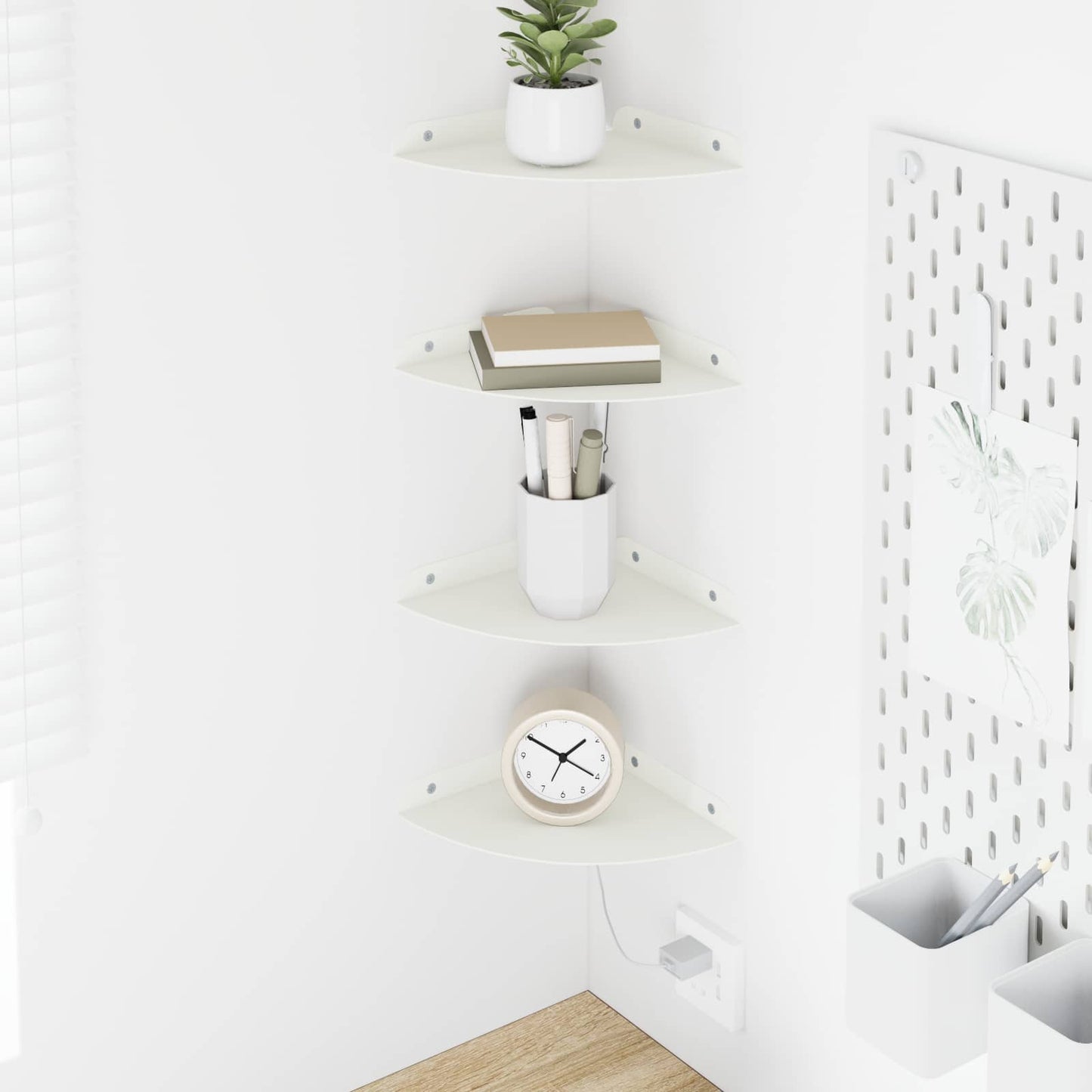 Drijvende plank met plank met opslag 4 pcs Wit 18 x 18 x 2 cm