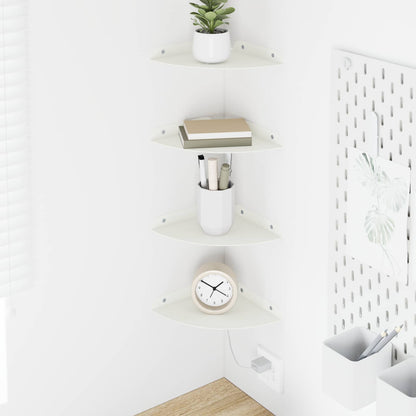 Drijvende plank met plank met opslag 4 pcs Wit 18 x 18 x 2 cm