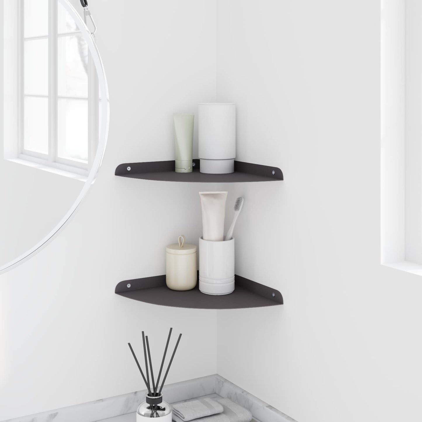 Wandplank met plank met opslag 2 pcs Zwart 18 x 18 x 2.3 cm