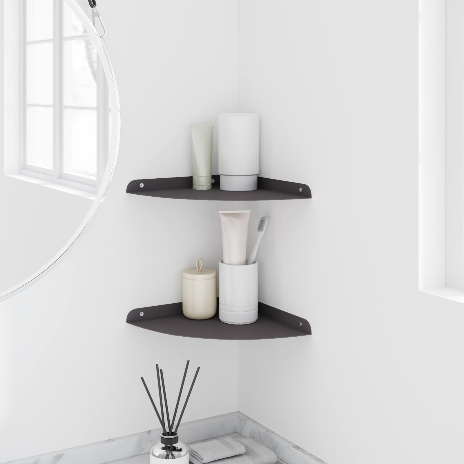 Wandplank met plank met opslag 2 pcs Zwart 18 x 18 x 2.3 cm