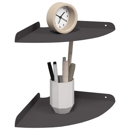 Wandplank met plank met opslag 2 pcs Zwart 18 x 18 x 2.3 cm