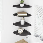 Floating Shelf with Storage 4 pcs Black 24 x 24 x 2 cm