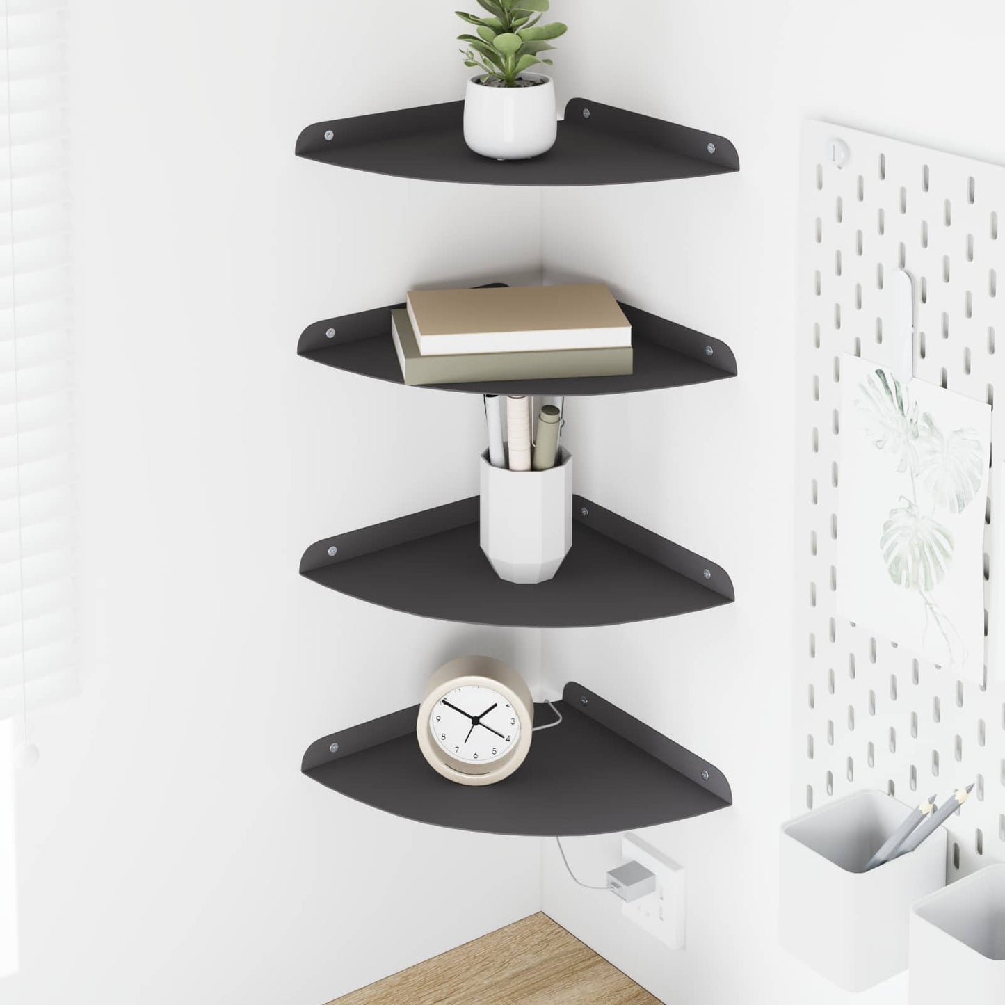 Drijvende plank met plank met opslag 4 pcs Zwart 24 x 24 x 2 cm