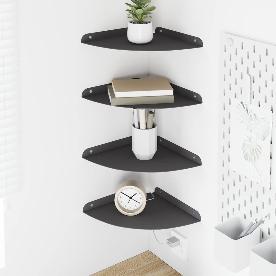 Drijvende plank met plank met opslag 4 pcs Zwart 24 x 24 x 2 cm