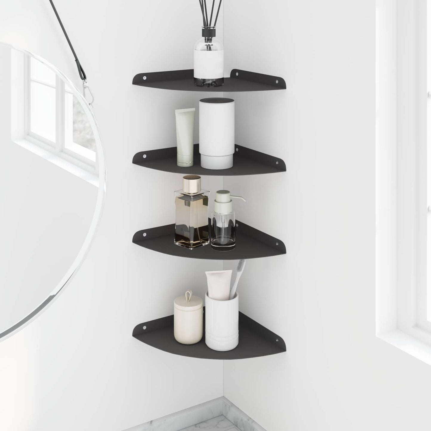 Drijvende plank met plank met opslag 4 pcs Zwart 24 x 24 x 2 cm