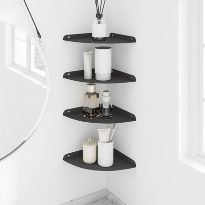 Drijvende plank met plank met opslag 4 pcs Zwart 24 x 24 x 2 cm