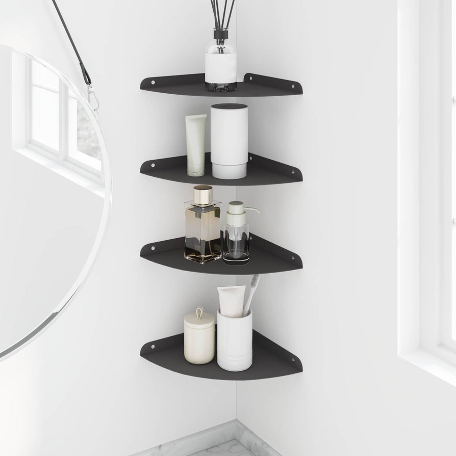 Drijvende plank met plank met opslag 4 pcs Zwart 24 x 24 x 2 cm