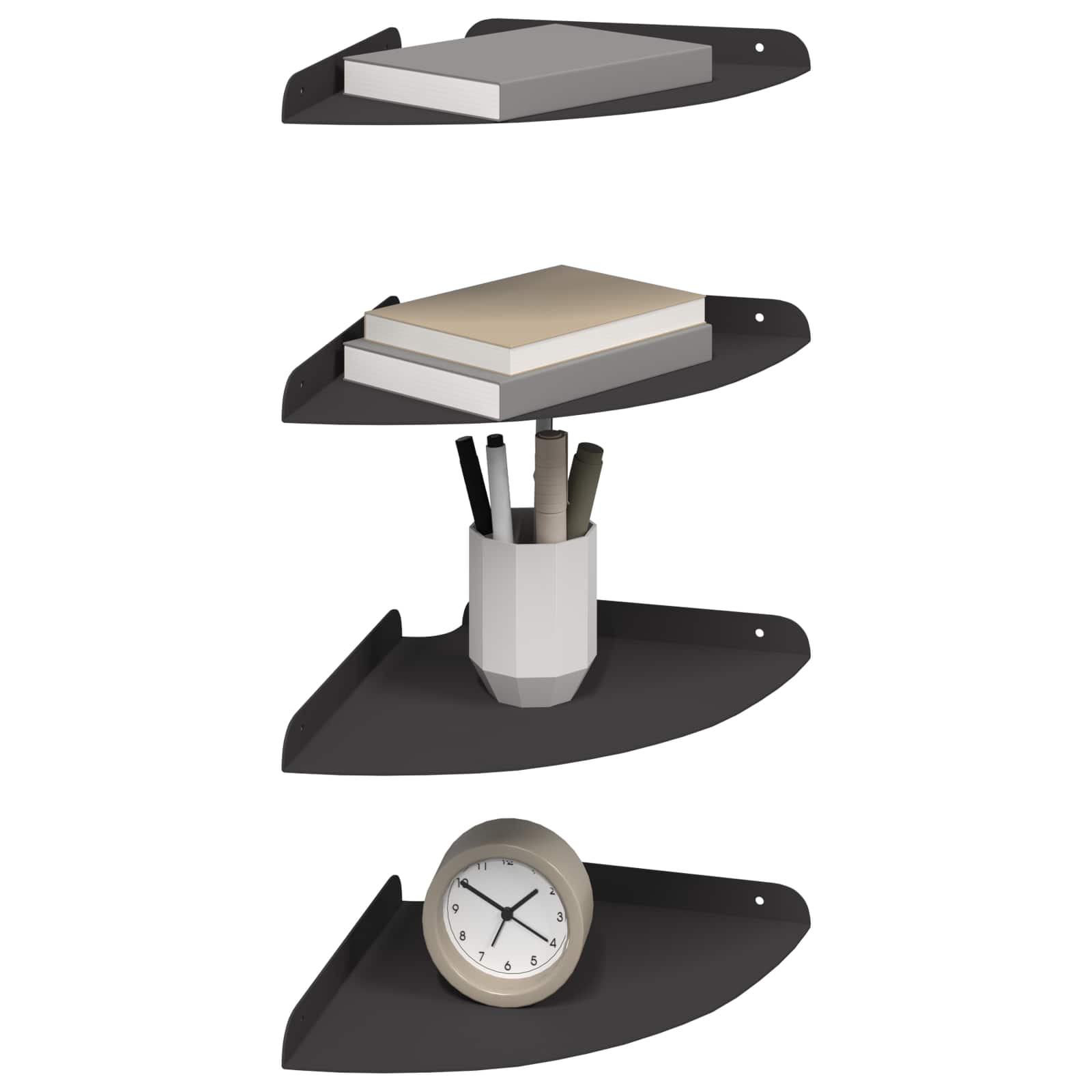 Drijvende plank met plank met opslag 4 pcs Zwart 24 x 24 x 2 cm