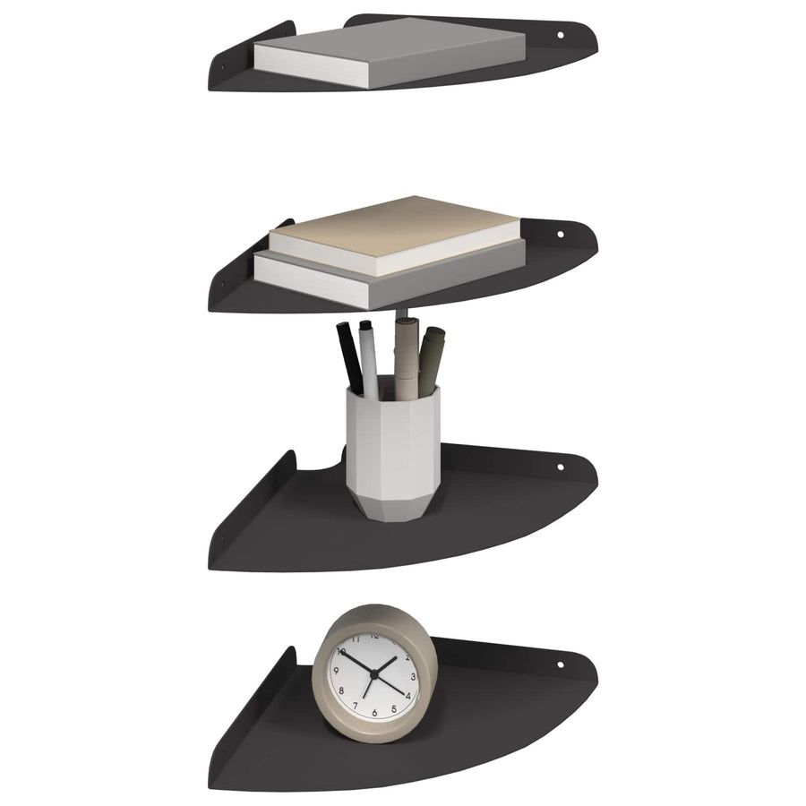 Drijvende plank met plank met opslag 4 pcs Zwart 24 x 24 x 2 cm
