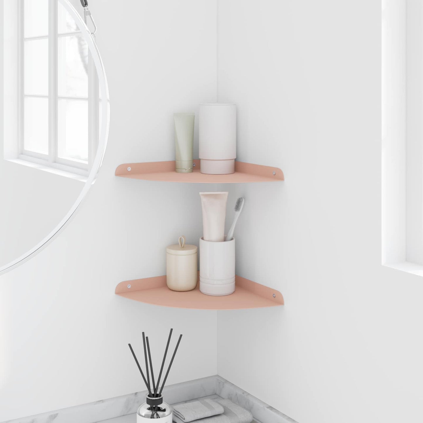 Drijvende plank met plank met opslag 2 pcs Roze 24 x 24 x 2 cm