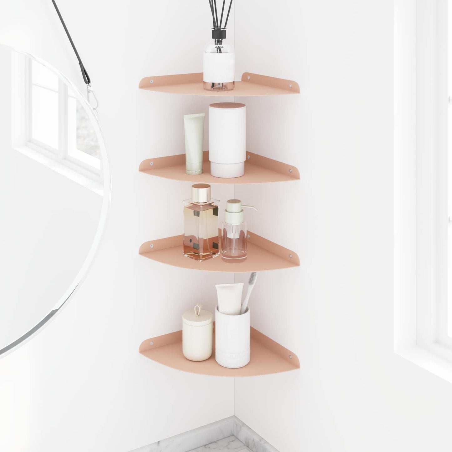 Drijvende plank met plank met opslag 4 pcs Roze 24 x 24 x 2 cm
