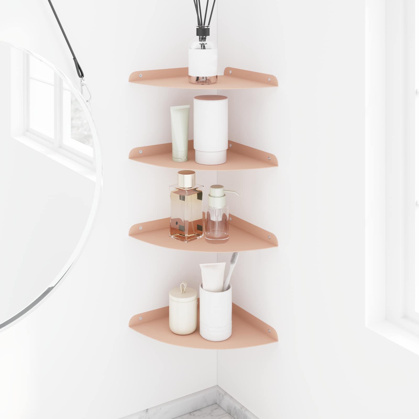Drijvende plank met plank met opslag 4 pcs Roze 24 x 24 x 2 cm