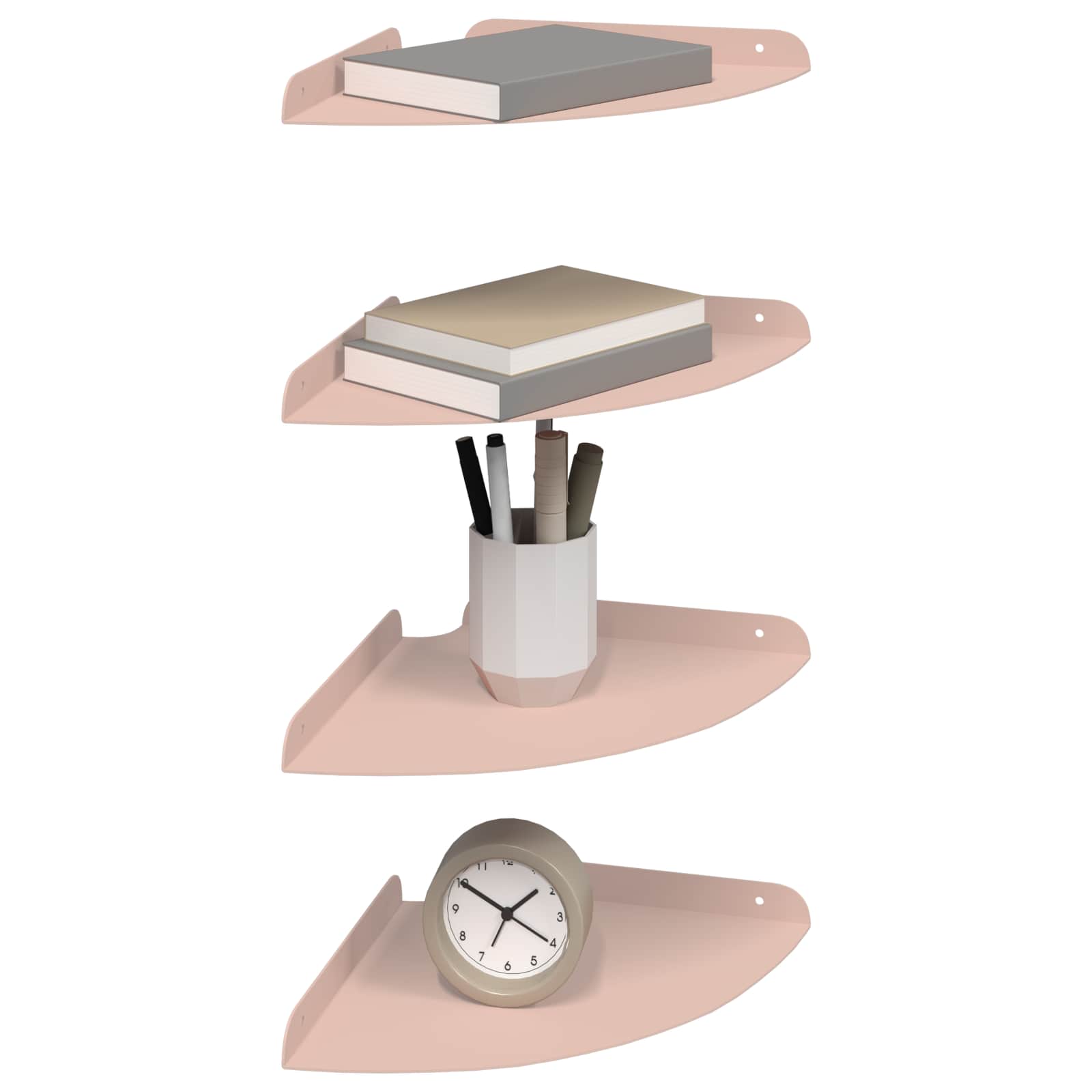 Drijvende plank met plank met opslag 4 pcs Roze 24 x 24 x 2 cm