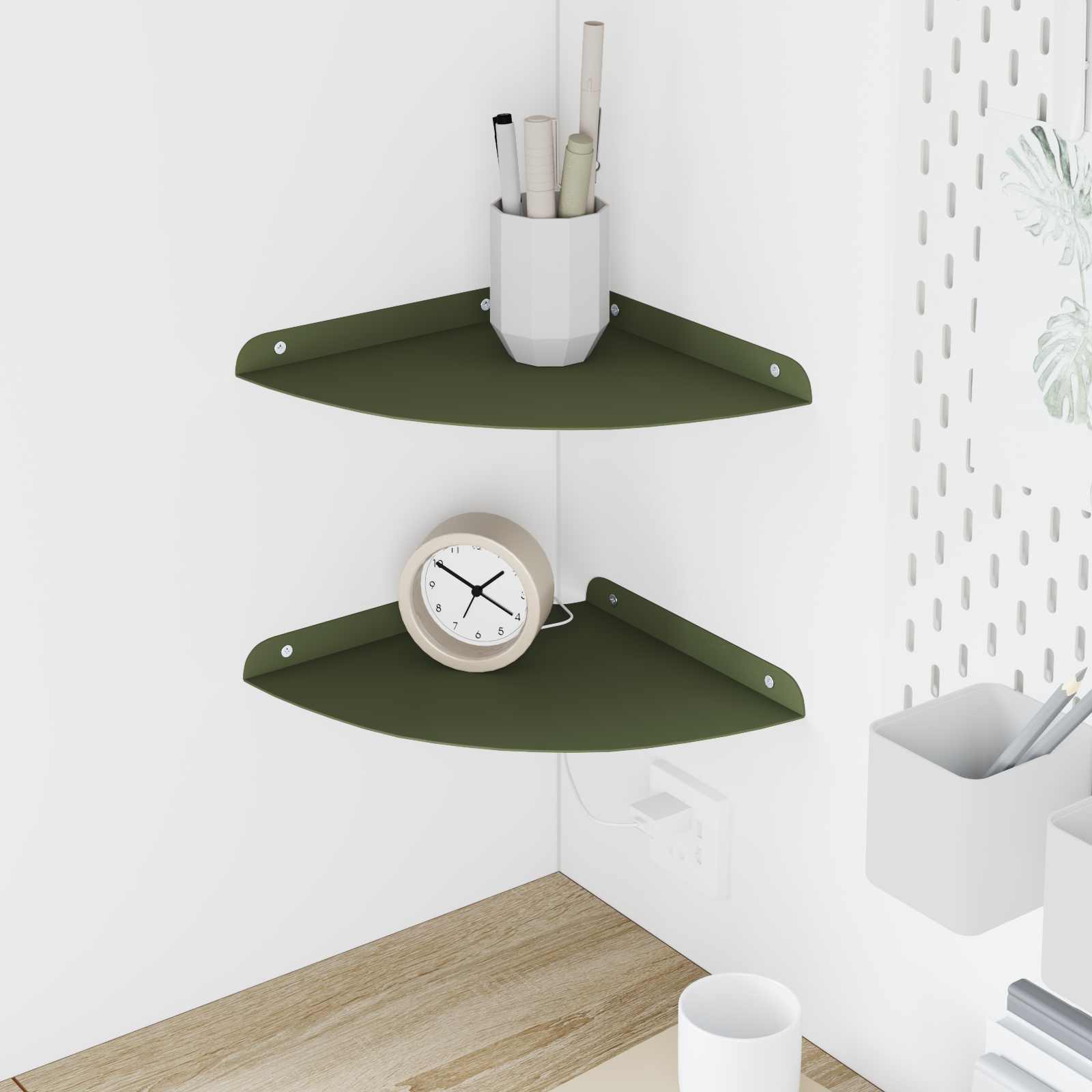Drijvende plank met plank 2 pcs Olijf Groen 24 x 24 x 2 cm
