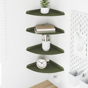 Wandplank 24x24x2 cm staal olijf groen 4 stuks