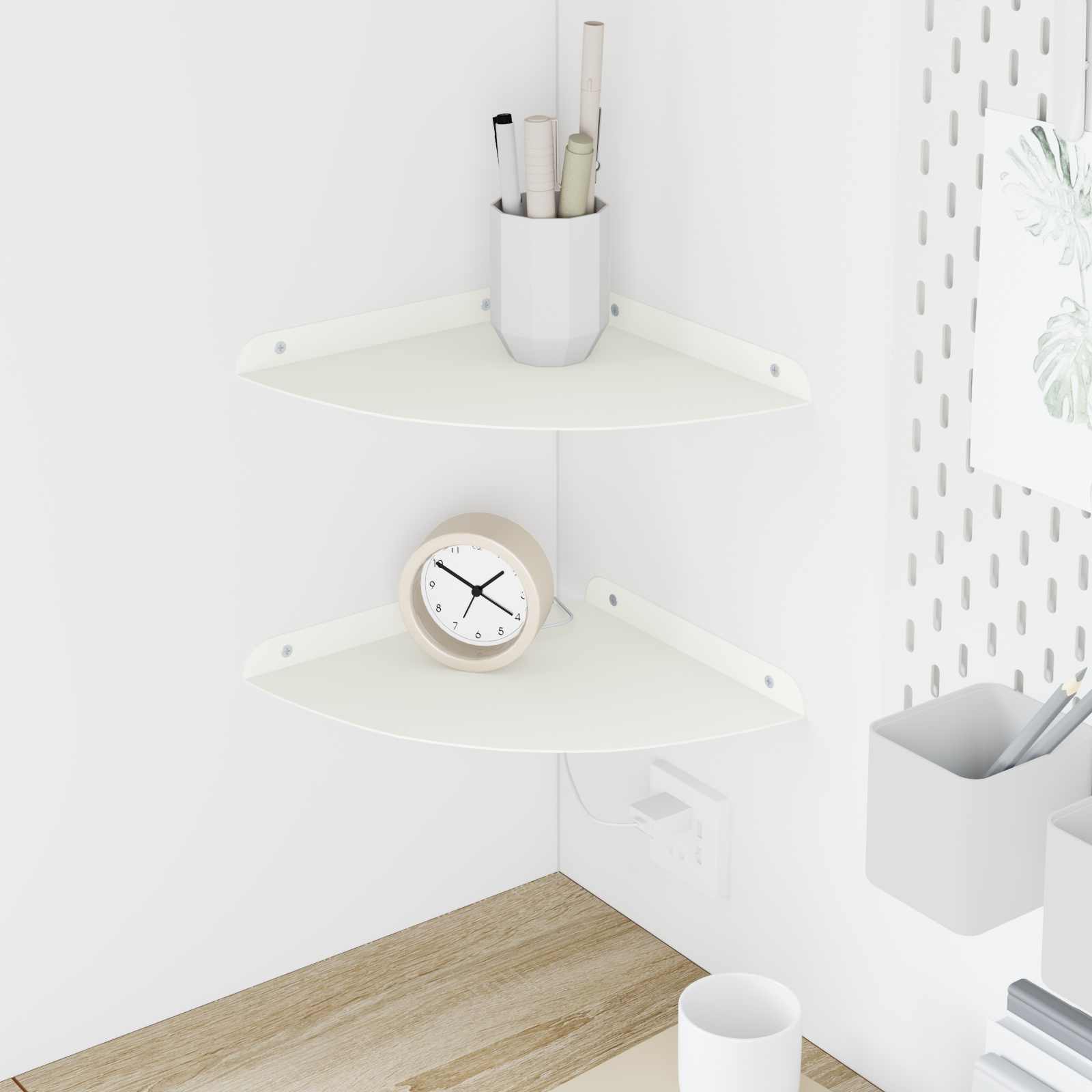 Drijvende plank met plank met opslag 2 pcs Wit 24 x 24 x 2 cm
