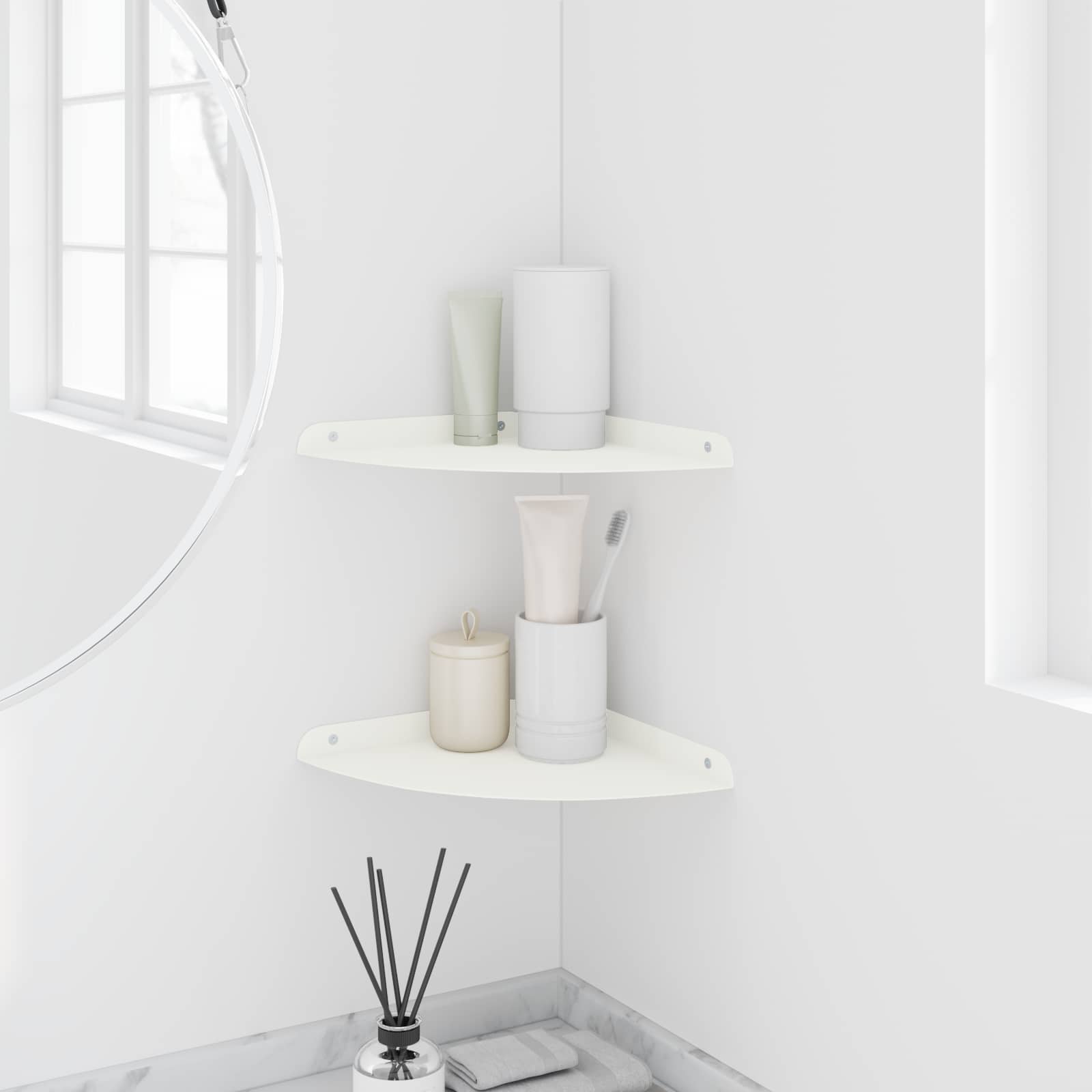 Drijvende plank met plank met opslag 2 pcs Wit 24 x 24 x 2 cm
