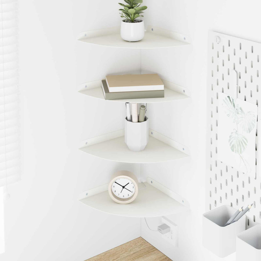 Drijvende plank met plank met opslag 4 pcs Wit 24 x 24 x 2 cm