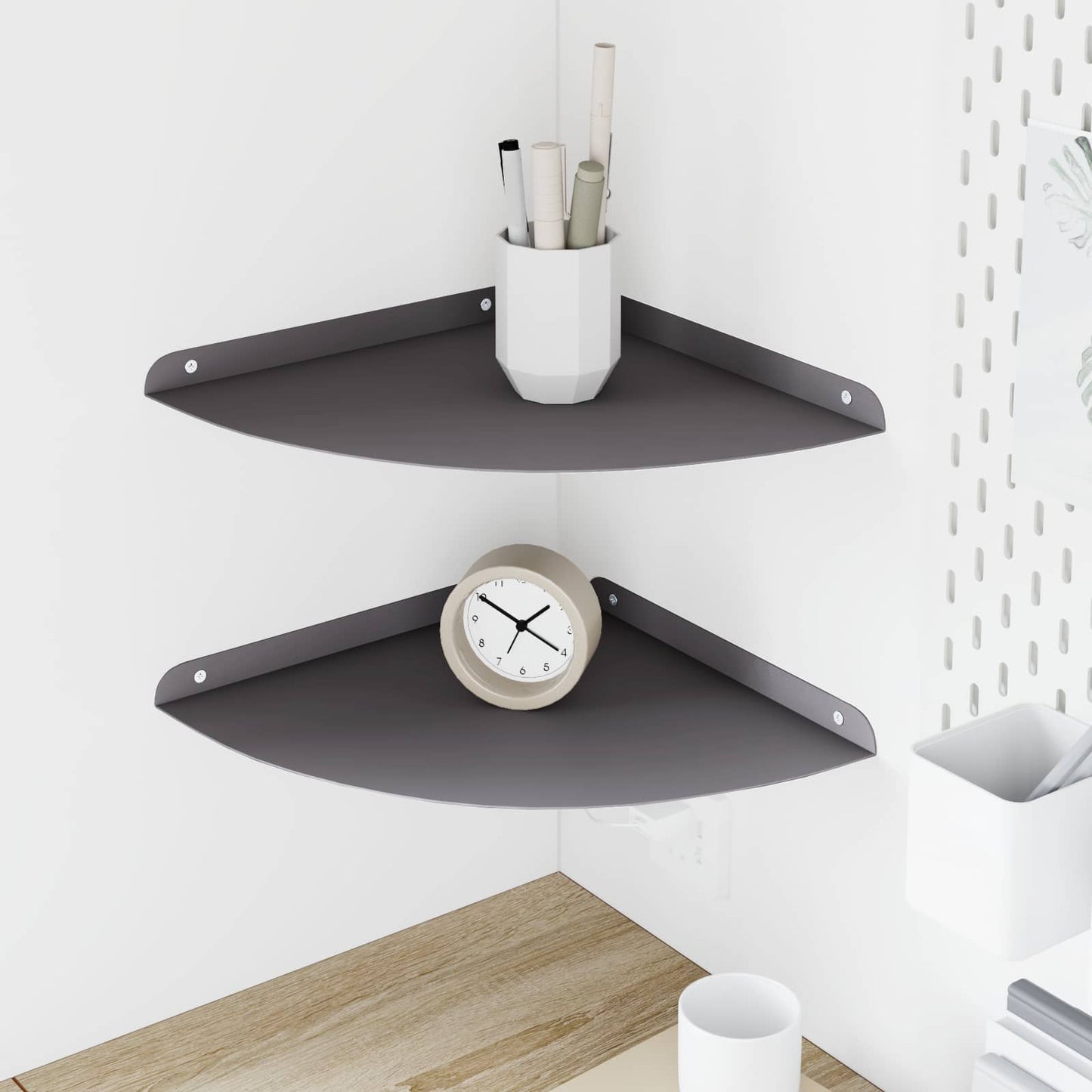 Wandplank met plank met opslag 2 pcs Zwart 18 x 18 x 2.3 cm