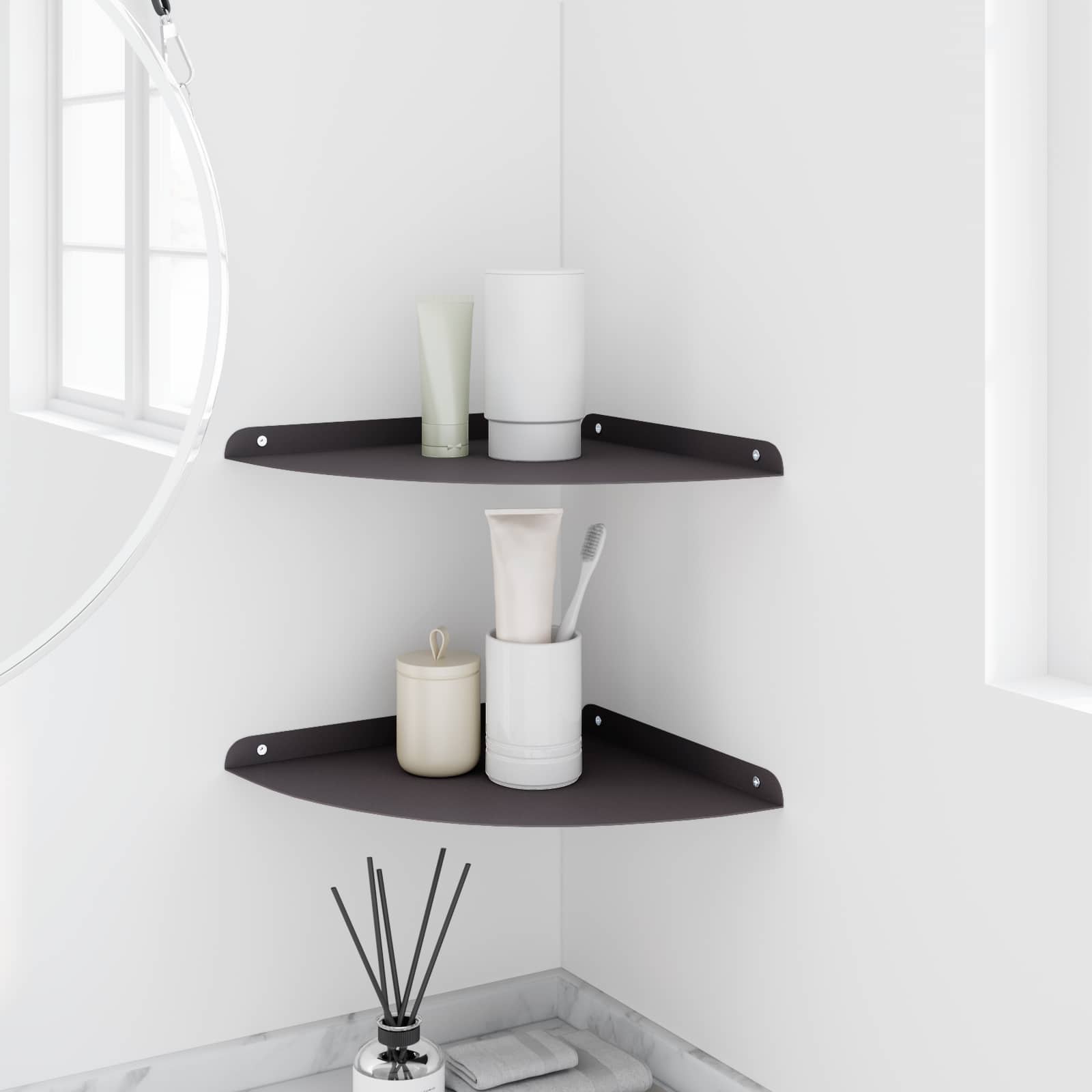 Wandplank met plank met opslag 2 pcs Zwart 18 x 18 x 2.3 cm