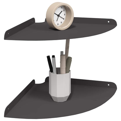 Wandplank met plank met opslag 2 pcs Zwart 18 x 18 x 2.3 cm