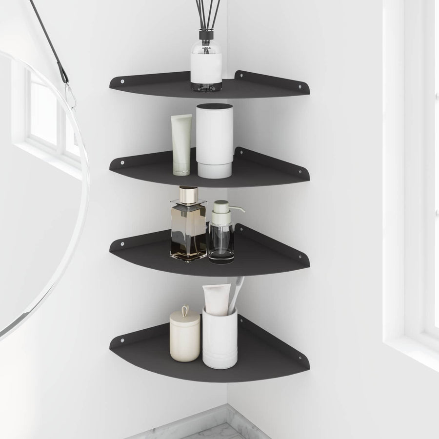 Drijvende plank met plank met opslag 4 pcs Zwart 30 x 30 x 2 cm