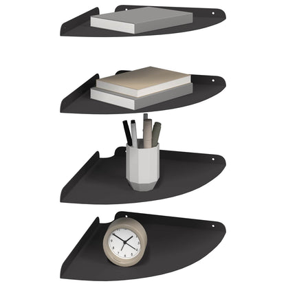 Drijvende plank met plank met opslag 4 pcs Zwart 30 x 30 x 2 cm