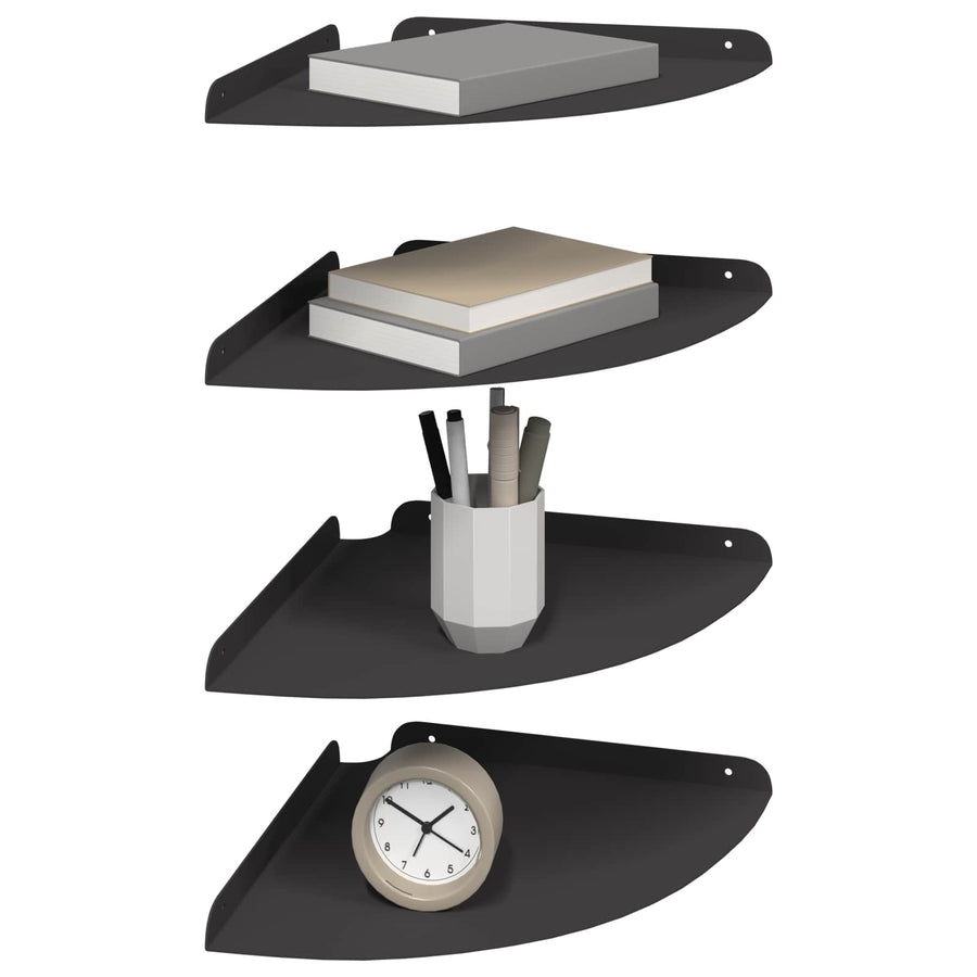 Drijvende plank met plank met opslag 4 pcs Zwart 30 x 30 x 2 cm