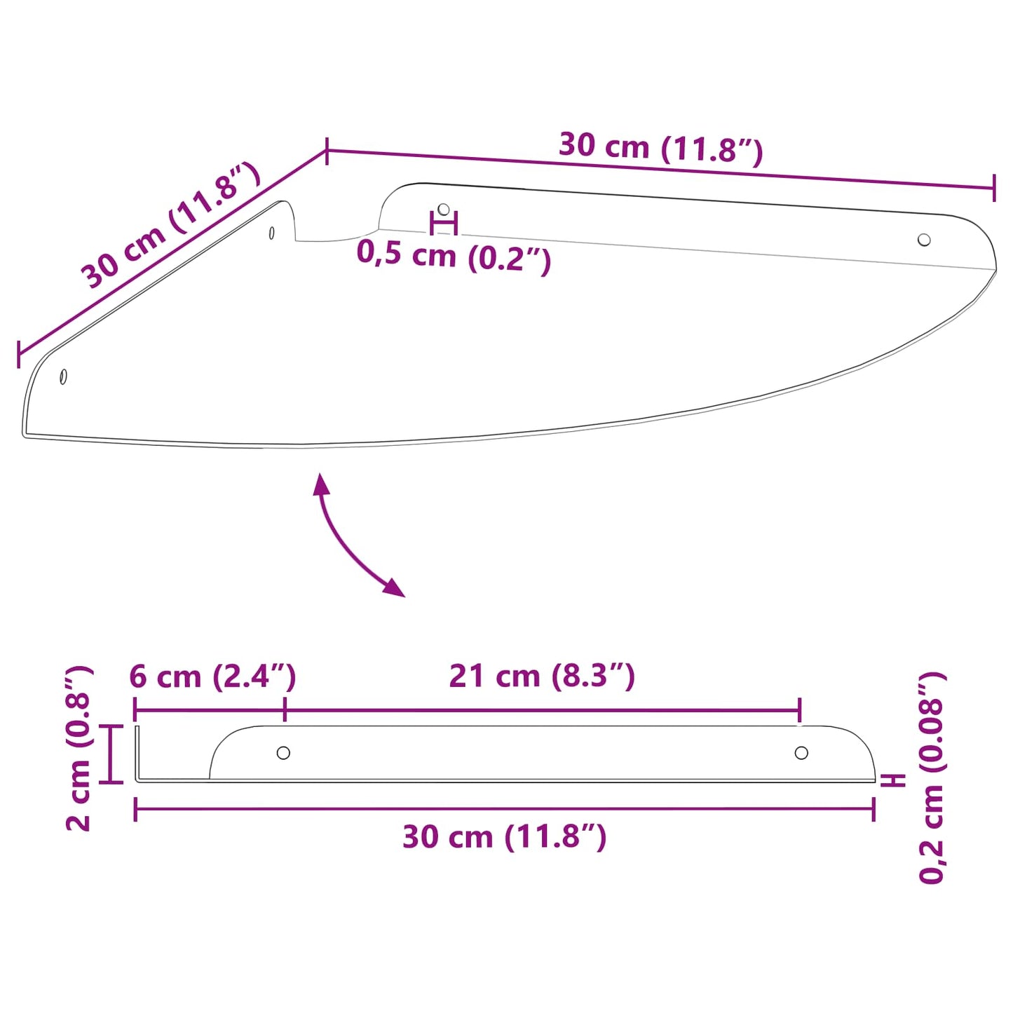 Drijvende plank met plank met opslag 2 pcs Roze 30 x 30 x 2 cm