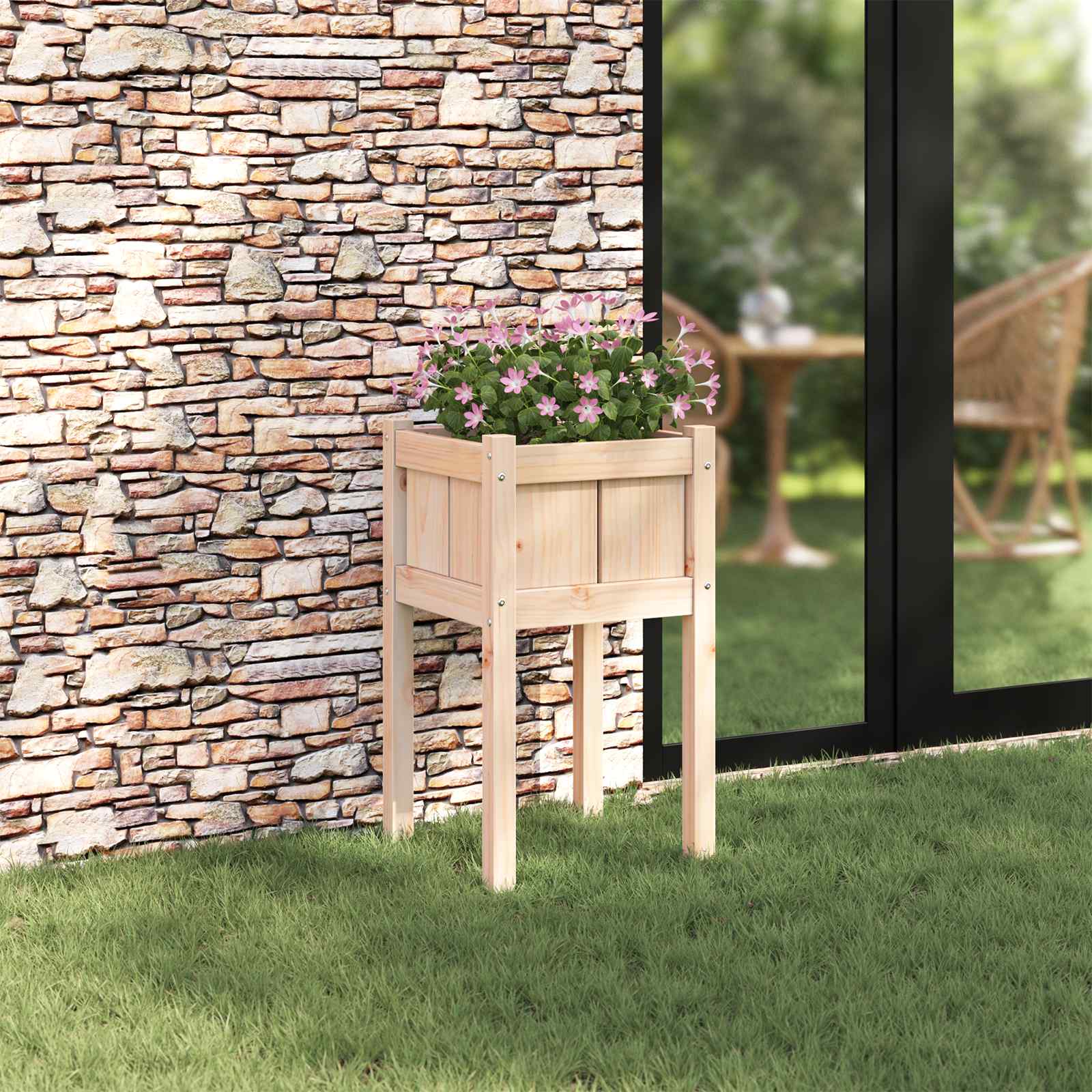 Tuin Bloempot Natuur 40 x 40 x 70 cm Massief grenenhout