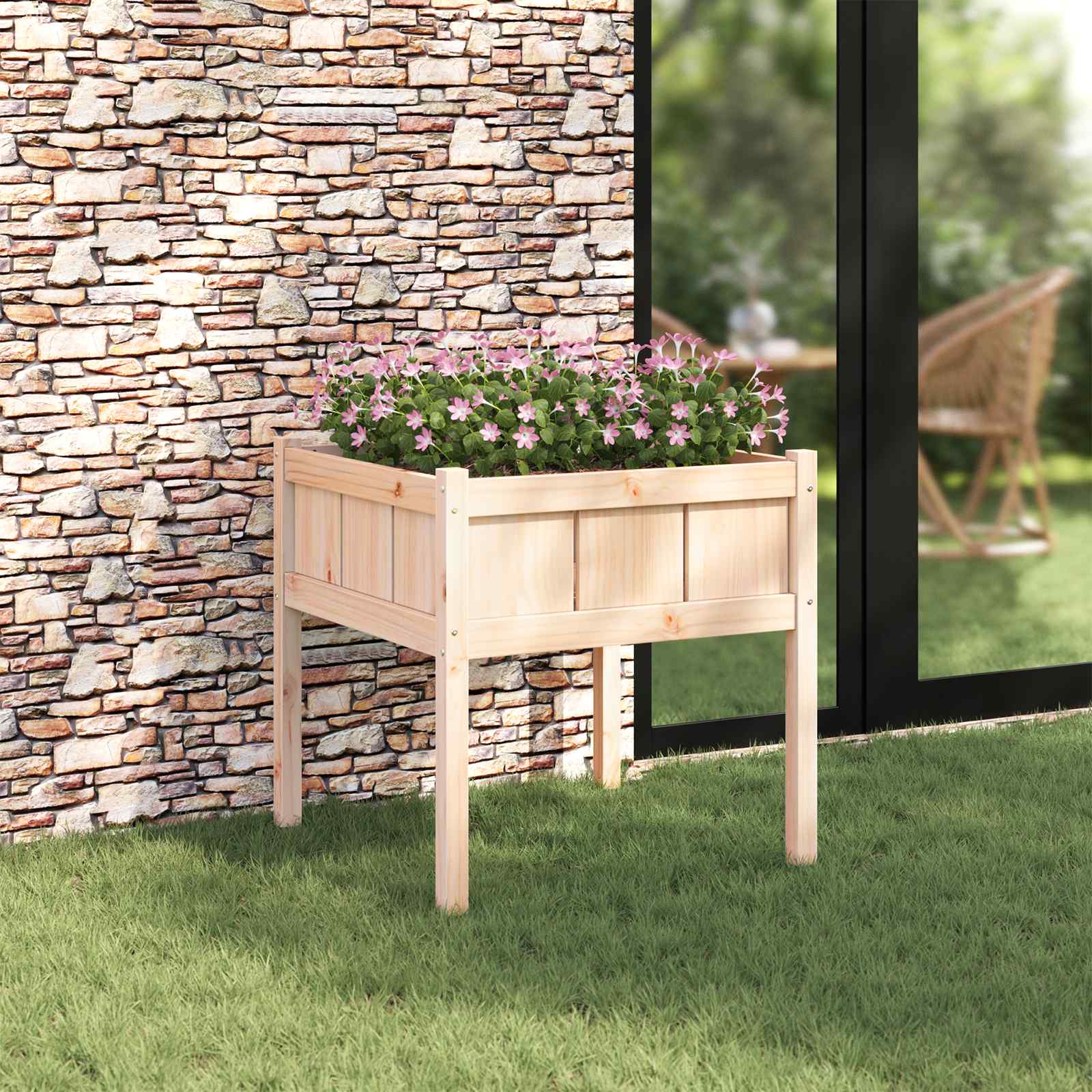 Tuin Bloempot Natuur 70 x 70 x 70 cm Massief grenenhout