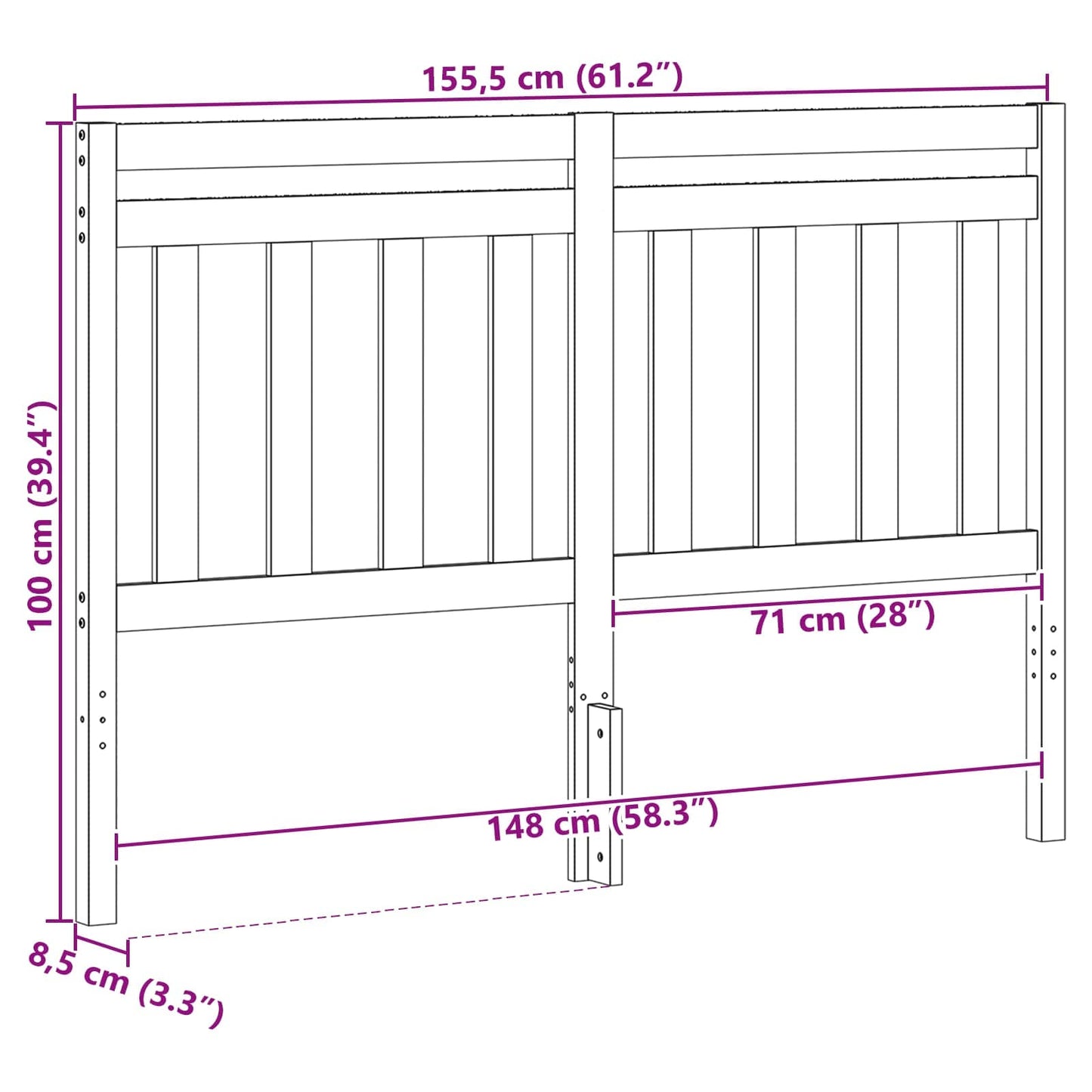 Hoofdbord Met Hoofdeinde 155,5 X 100 Cm 156 x 100 cm Wasbruin