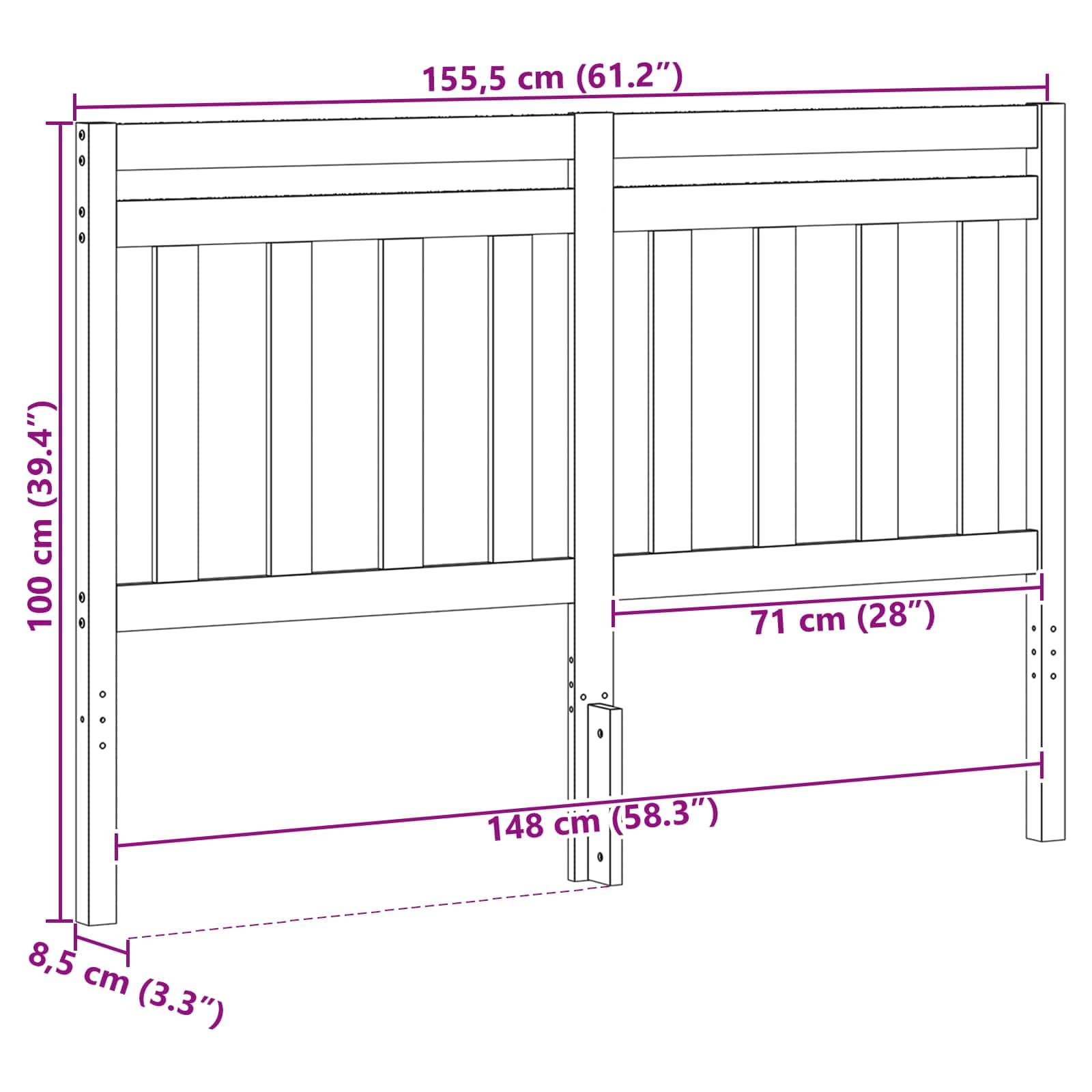 Hoofdbord Met Hoofdeinde 155,5 X 100 Cm 156 x 100 cm Wasbruin