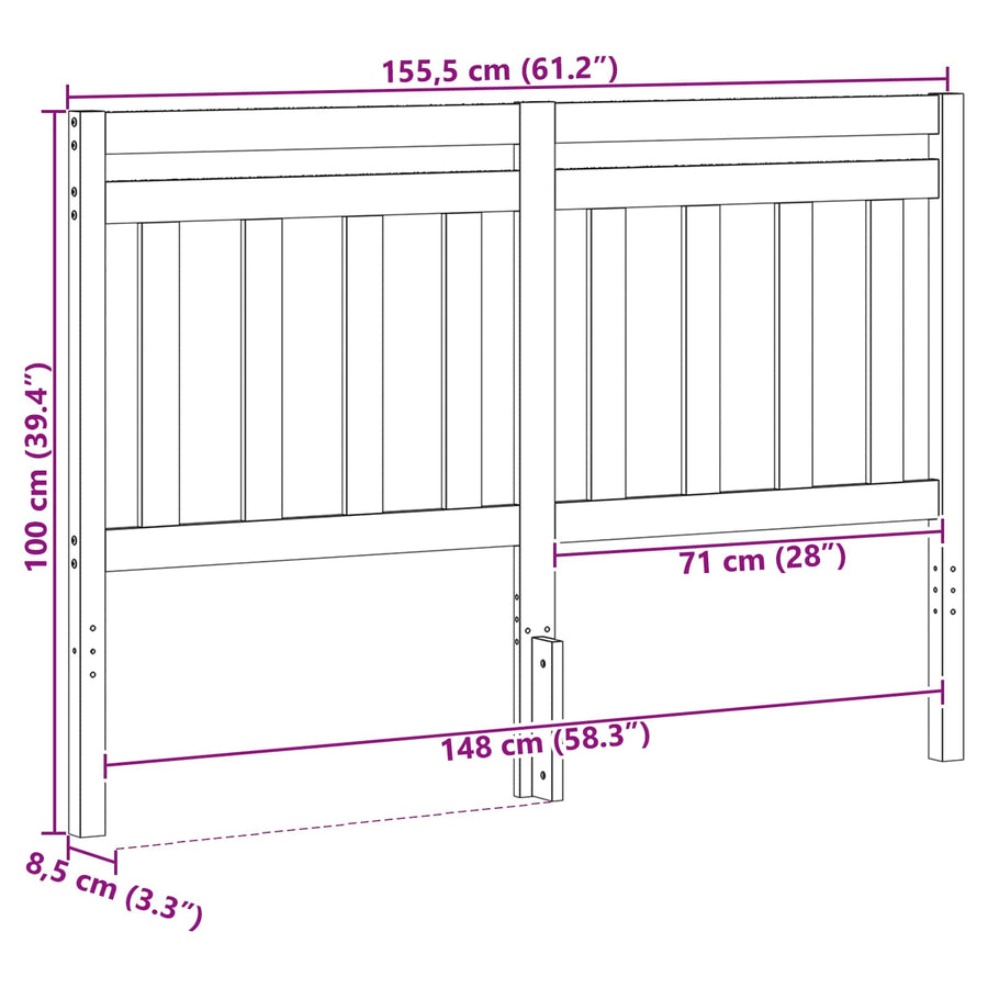 Hoofdbord Met Hoofdeinde 155,5 X 100 Cm 156 x 100 cm Wasbruin